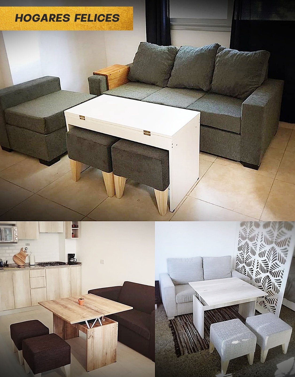 Combo Living Ratona + 2 Puffs (Ideal para monoambientes) - Imagen 5