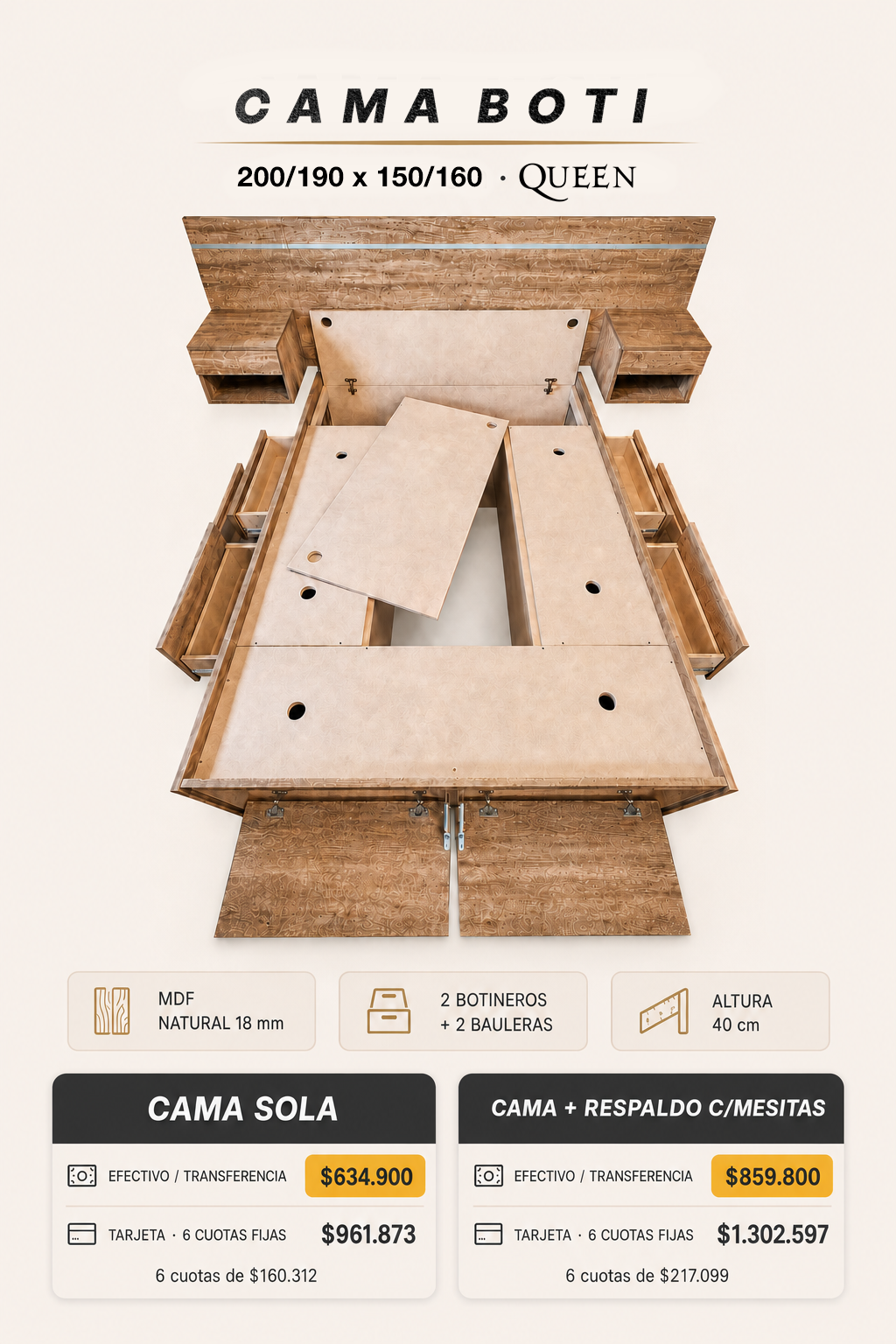 02 Cama Boti 6 | + MDF Natural + Botineros - Imagen 13
