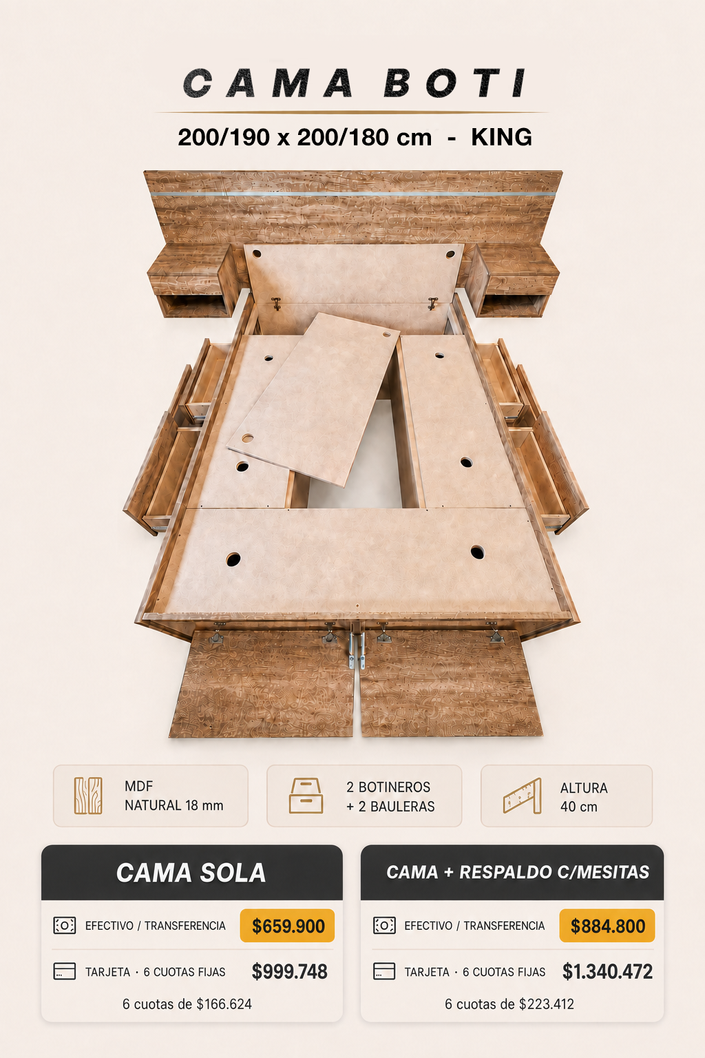 02 Cama Boti 6 | + MDF Natural + Botineros - Imagen 14