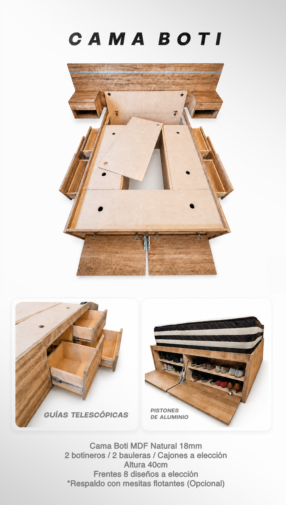 02 Cama Boti 6 | + MDF Natural + Botineros - Imagen 2